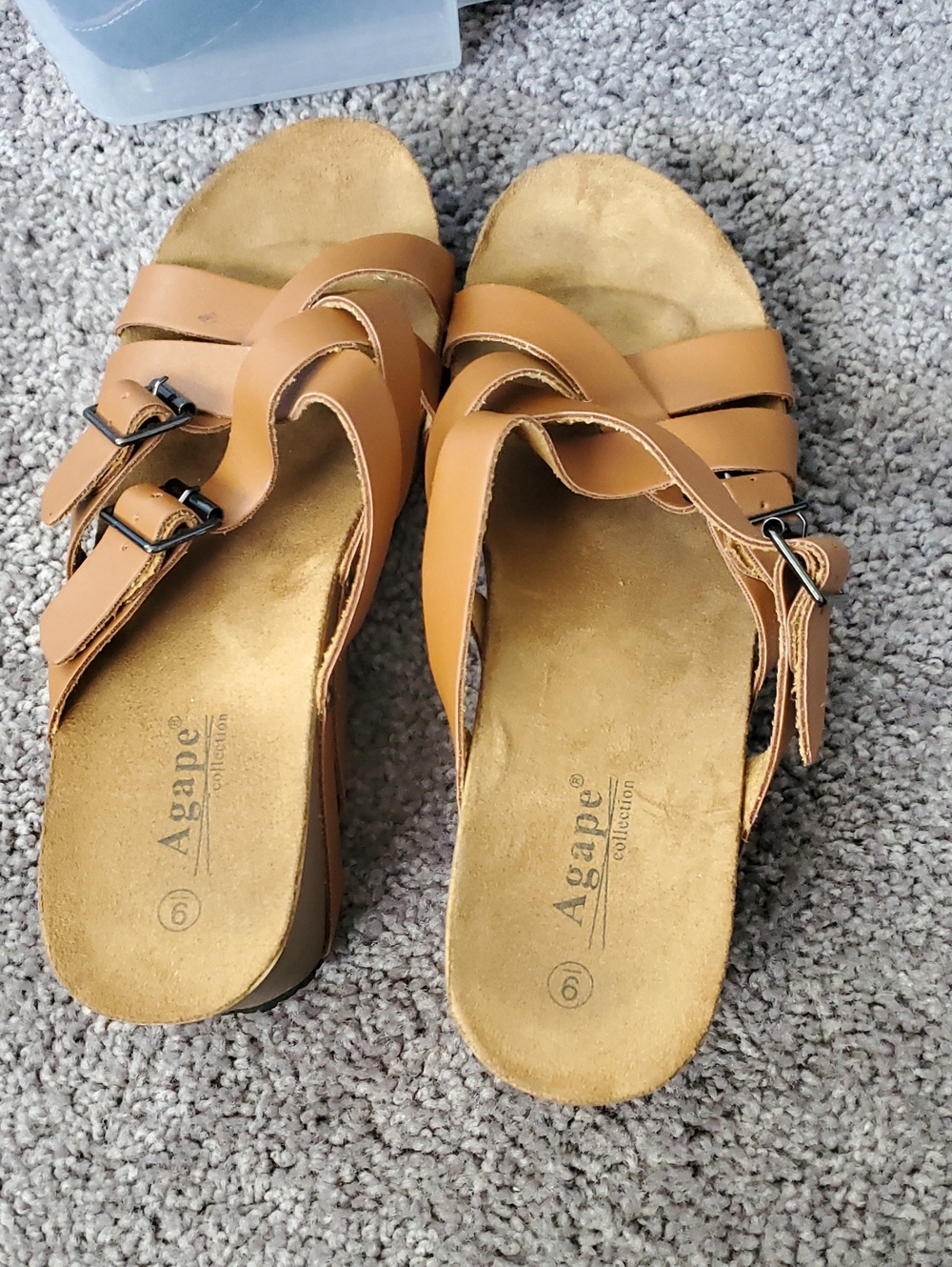 Agape Collection Women's Tan Strappy Buckle Sandals